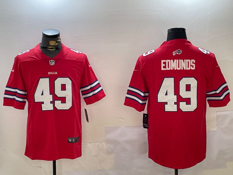 Men Buffalo Bills 49 Edmunds Red Second generation 2024 Nike Limited NFL Jersey style 1